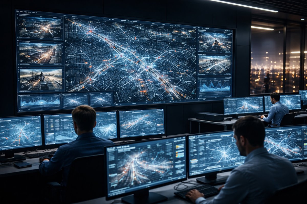 Autoroute traffic flow at night
